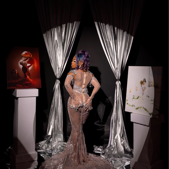 Rhinestone Mesh Mermaid Gown - Picture 3 of 5